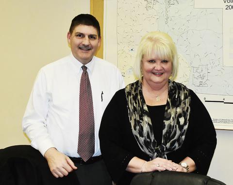 Shown are Dennis Stripling, executive dirctor of the West Alabama Regional Commission, and Pam McDaniel, director of the Area Agency on Aging, as they spoke to the Fayette County Commission.