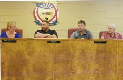 Shown is the Berry Town Council at its June 3 meeting. From left: Councilwoman Mary Sue Lollar and councilmen Chris Rice, Russell Madison and Troyce Townsel. Not shown, but also present for the meeting was Councilman Calvin Madison.