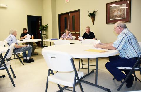 Pictured at the July 6 meeting of the Berry Town Council, from left: Councilman Troyce Townsel, Councilman Chris Rice, Town Clerk Marie McCluskey, Mayor Jimmy Madison and Councilman Calvin Madison. Also present, but not pictured, were Councilman Russell Madison, Councilwoman Mary Sue Lollar, and Police Chief Bart Norris.
