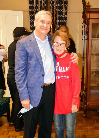 Rod Northam is shown being congratulated by his mother Sue Northam after winning the election for Fayette mayor. 