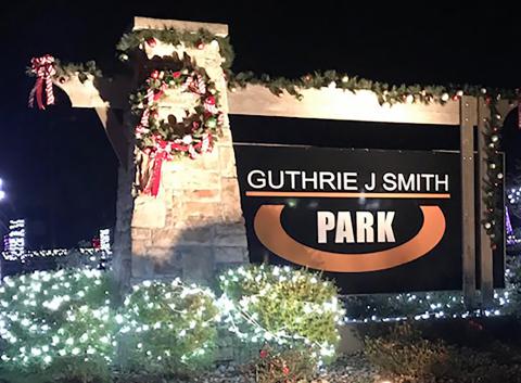 Shown is the entrance to "Christmas at the Park" in Fayette.