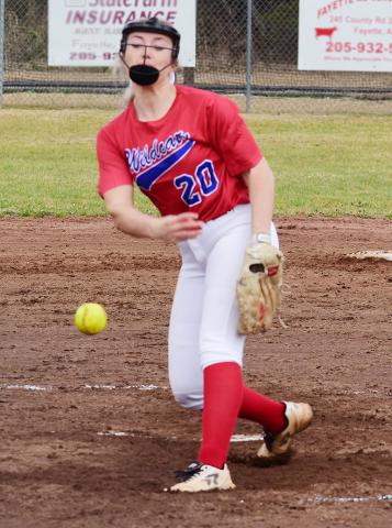 Kyla Edmonson is shown pitching for Berry during the 2021 season.