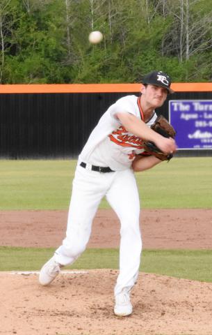 Harrison Unger is shown pitching for Fayette against Winfield.