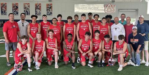 Pictured above are members of the Berry High School football team for 2024 along with Auburn Co-Defensive Coordinator, Charles Kelly