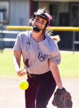 Dixie Moye is shown pitching for Hubbertville in a game during the Hubbertville Tournament.