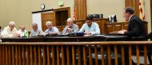 Pictured is the Fayette County Commission at its April 8 meeting. From left: Commissioners Joe Acker, Barry Corkren, Billy Joe Rodgers, James Knight, Shane Hughes and Commission Chairman Mike Freeman.